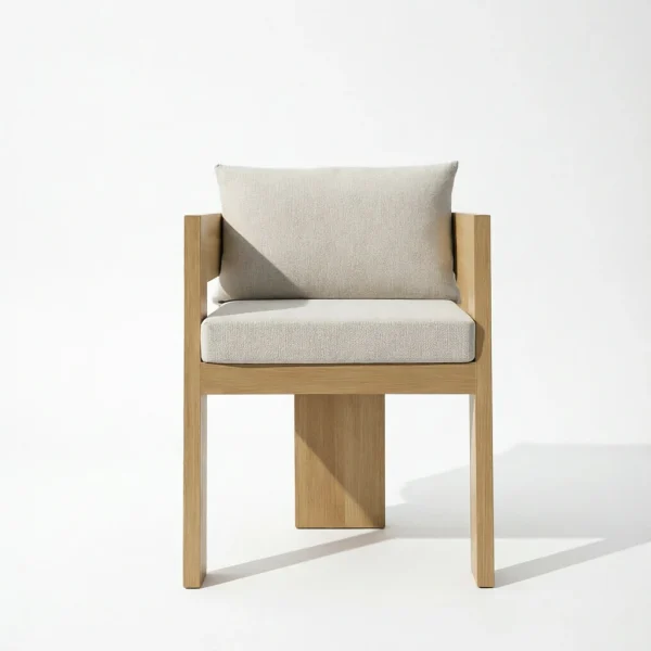 Custom Three-Leg Dining Chair For Garden Dining, Teak Wood Outdoor Furniture QMY-ODDC010