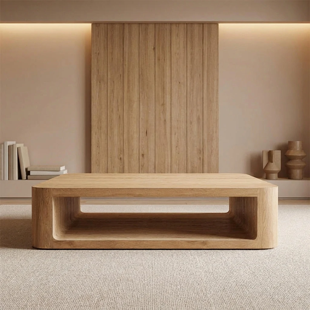 Natural Wood Grain Villa Outdoor Coffee Table QMY-ODCT005 - Custom Wooden Coffee Table Factory Direct Supply - Image 4