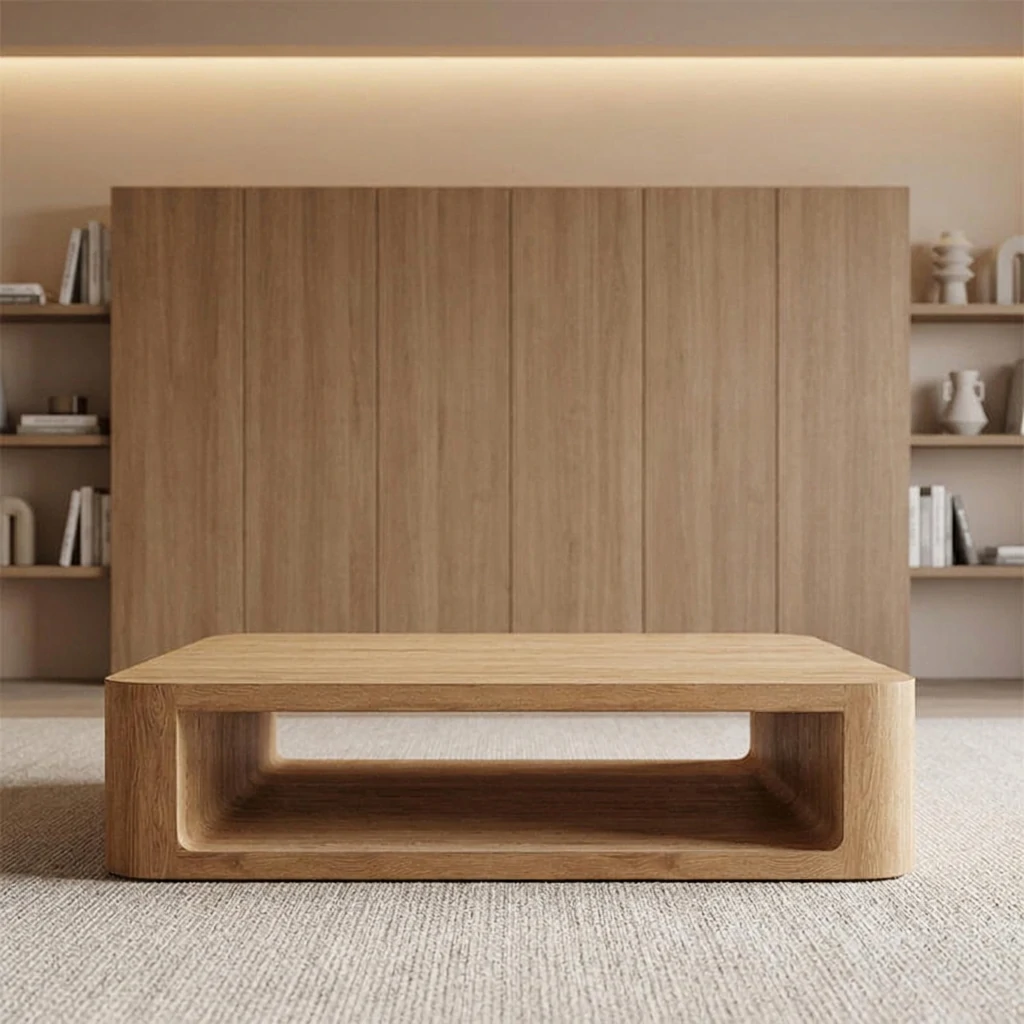 Natural Wood Grain Villa Outdoor Coffee Table QMY-ODCT005 - Custom Wooden Coffee Table Factory Direct Supply - Image 3