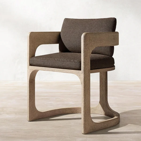 New Design Luxury Modern Garden Outdoor Teak Wooden Dining Chair QMY-ODDC002 - Custom Outdoor Dining Armchair Factory Supply