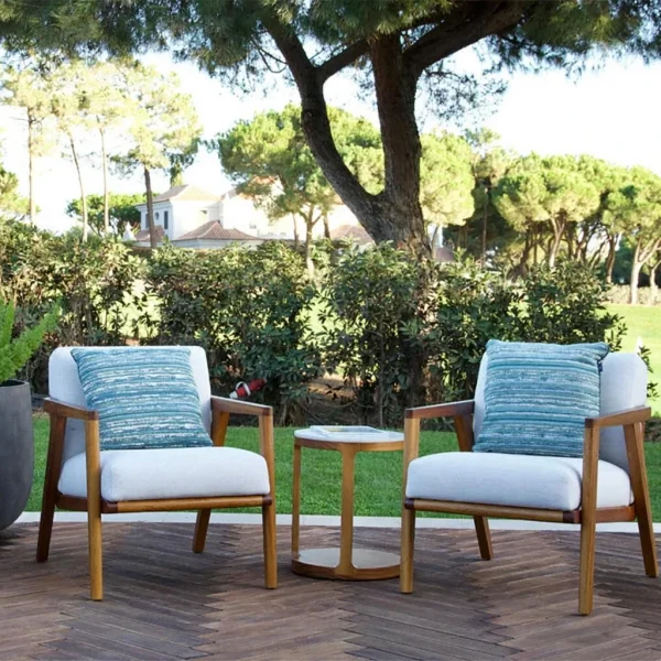 Nordic Luxury Modern Teak Solid Wood Weather-Resistant Armchair QMY-ODLC006 - Custom Outdoor Leisure Chair Manufacturer Supply