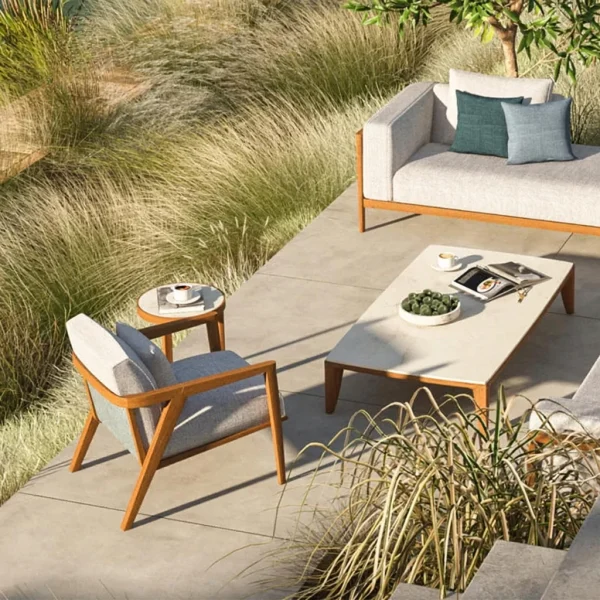 Nordic Luxury Modern Teak Solid Wood Weather-Resistant Armchair QMY-ODLC006 - Custom Outdoor Leisure Chair Manufacturer Supply