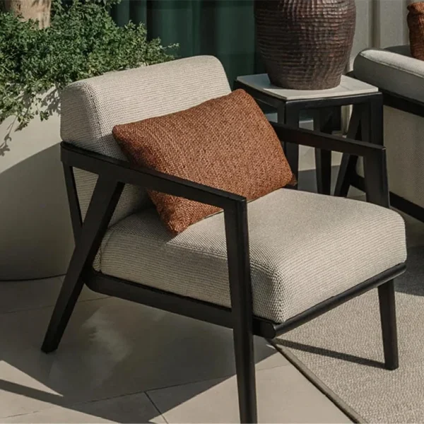 Nordic Luxury Modern Teak Solid Wood Weather-Resistant Armchair QMY-ODLC006 - Custom Outdoor Leisure Chair Manufacturer Supply