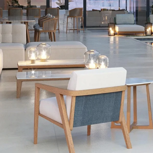 Nordic Luxury Modern Teak Solid Wood Weather-Resistant Armchair QMY-ODLC006 - Custom Outdoor Leisure Chair Manufacturer Supply