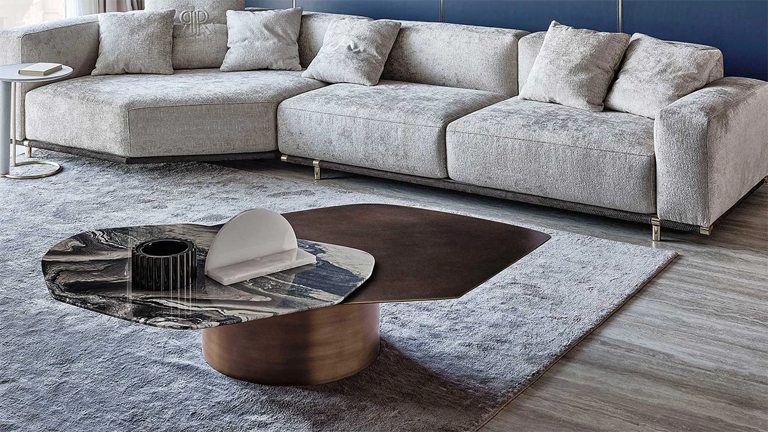 Nordic Style Stainless Steel and Golden Marble Combination Coffee Table QMY-CT044 - Customized Coffee Table Supplier - 画像 (6)