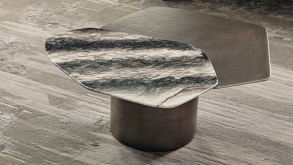 Nordic Style Stainless Steel and Golden Marble Combination Coffee Table QMY-CT044 - Customized Coffee Table Supplier - 画像 (7)