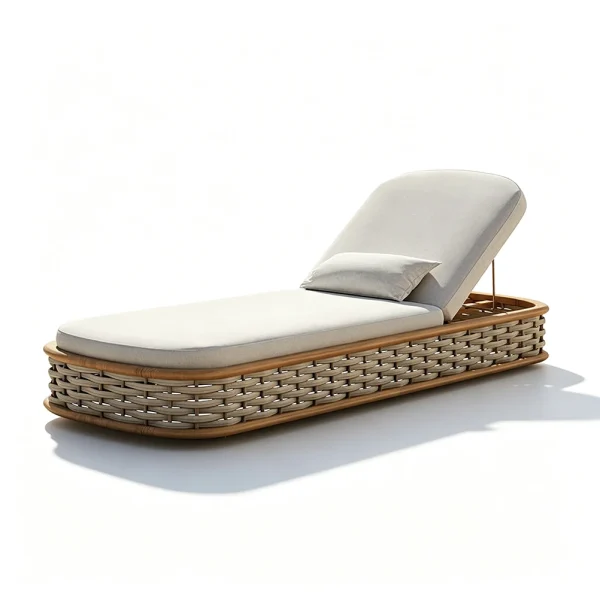 Custom Outdoor Sun Lounge With Rattan Base QMY-ODSL014
