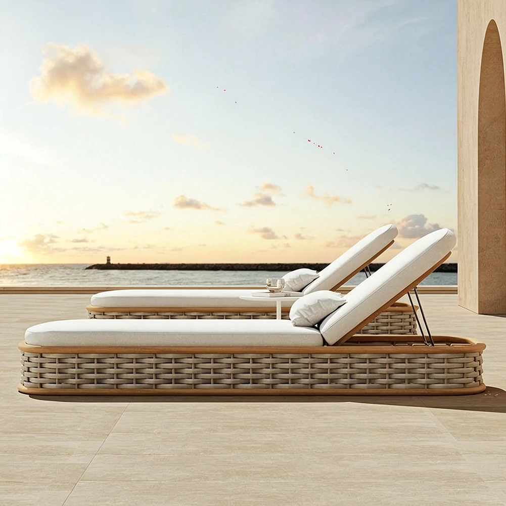 Custom Outdoor Sun Lounge With Rattan Base QMY-ODSL014 - Image 4