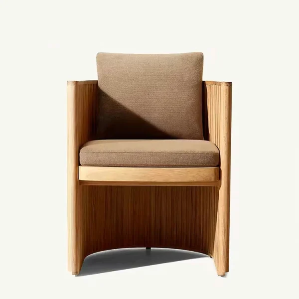 Custom Outdoor Slatted Dining Chair, Durable Teak Dining Chair QMY-ODDC006