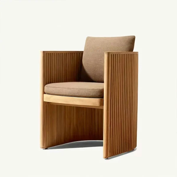 Custom Outdoor Slatted Dining Chair, Durable Teak Dining Chair QMY-ODDC006