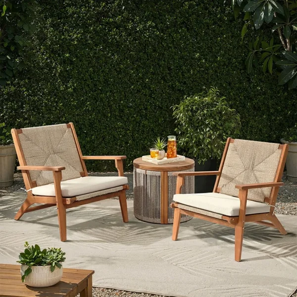 Teak Durable Modern Luxury Outdoor Chair QMY-ODLC004 - Bespoke Outdoor Rope Armchair Factory Direct Supply