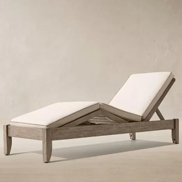 Teak Wood Double Outdoor Foldable Sun Lounger QMY-ODSL004 - Custom Outdoor Lounge Chair Factory Direct Supply