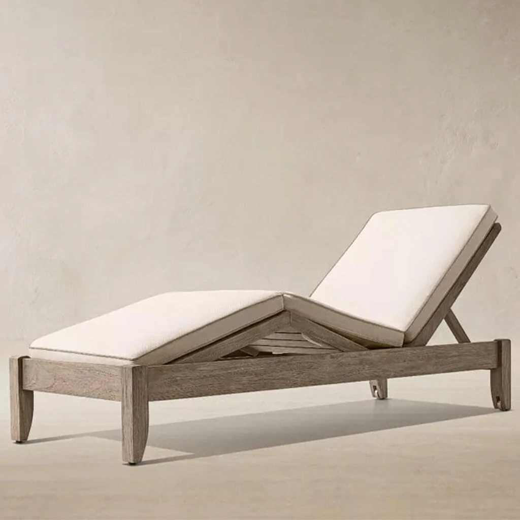 Teak Wood Double Outdoor Foldable Sun Lounger QMY-ODSL004 - Custom Outdoor Lounge Chair Factory Direct Supply - Image 4