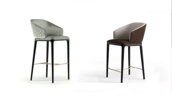 Villa Leather Modern Durable Velvet Bar Chair QMY-BC002 - Bespoke Leather Bar Stools Factory Direct Supply