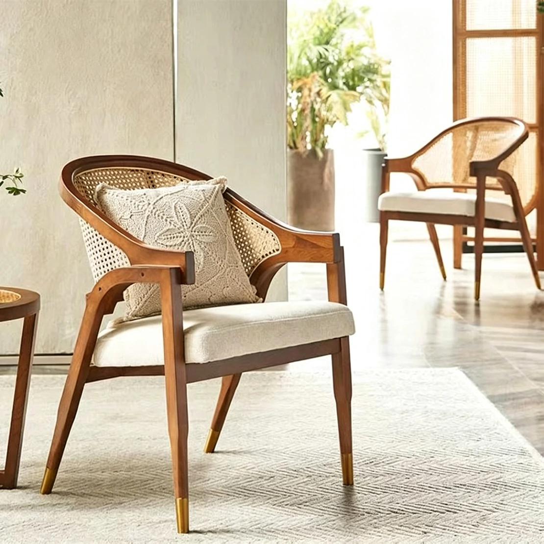 Custom Rattan Outdoor Armchair, Outdoor Teak Wooden Chair QMY-ODLC010 - Image 4