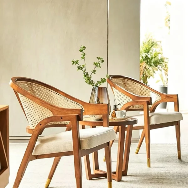 Custom Rattan Outdoor Armchair, Outdoor Teak Wooden Chair QMY-ODLC010