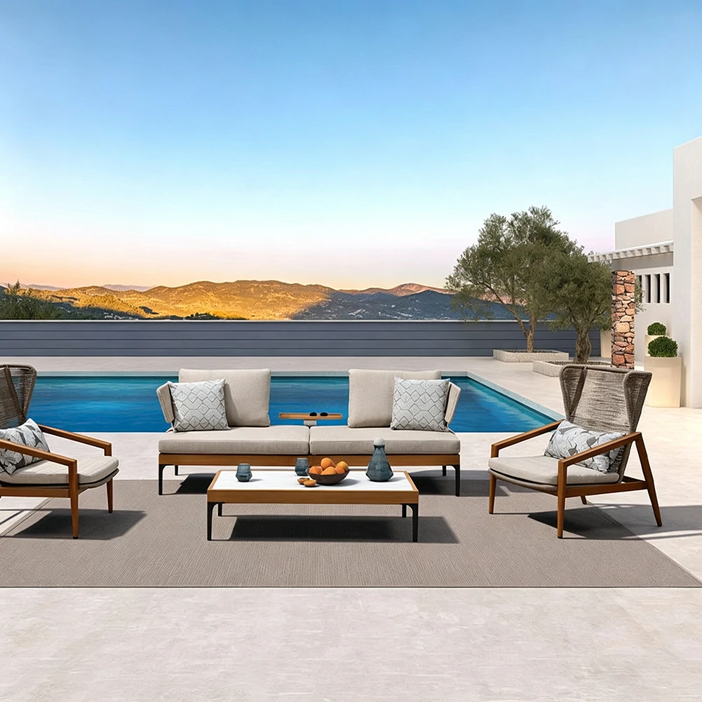 Wholesale Outdoor Furniture Sofa, Garden Nordic Modular Sofa Set QMY-ODSF017 - Image 4