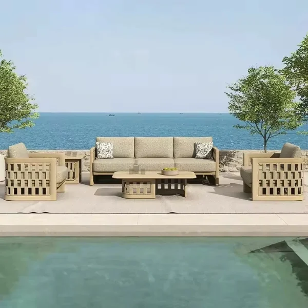 Wholesale Wood Outdoor Sofa, Luxury Modern Outdoor Garden FurnitureQMY-ODSF020