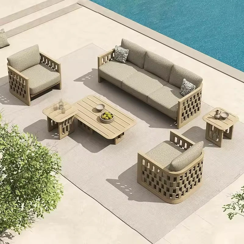 Wholesale Wood Outdoor Sofa, Luxury Modern Outdoor Garden FurnitureQMY-ODSF020 - Image 4