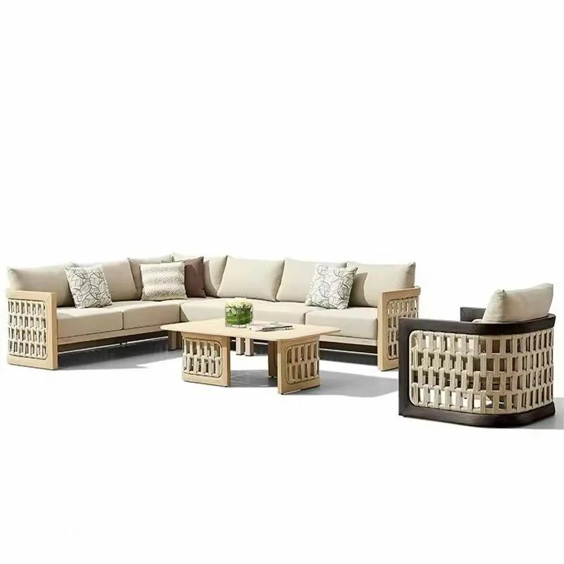 Wholesale Wood Outdoor Sofa, Luxury Modern Outdoor Garden FurnitureQMY-ODSF020