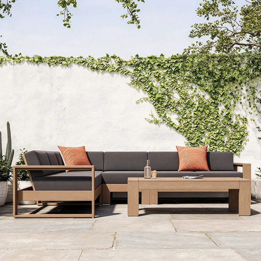 Wholesale Outdoor Corner Sofa, 1-MOQ, Luxury Modern Teak Wood QMY-ODSF029 - Image 6