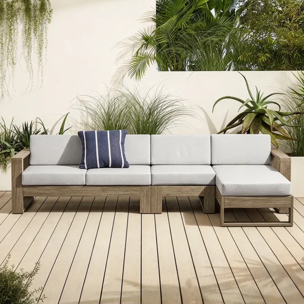 Wholesale Outdoor Corner Sofa, 1-MOQ, Luxury Modern Teak Wood QMY-ODSF029
