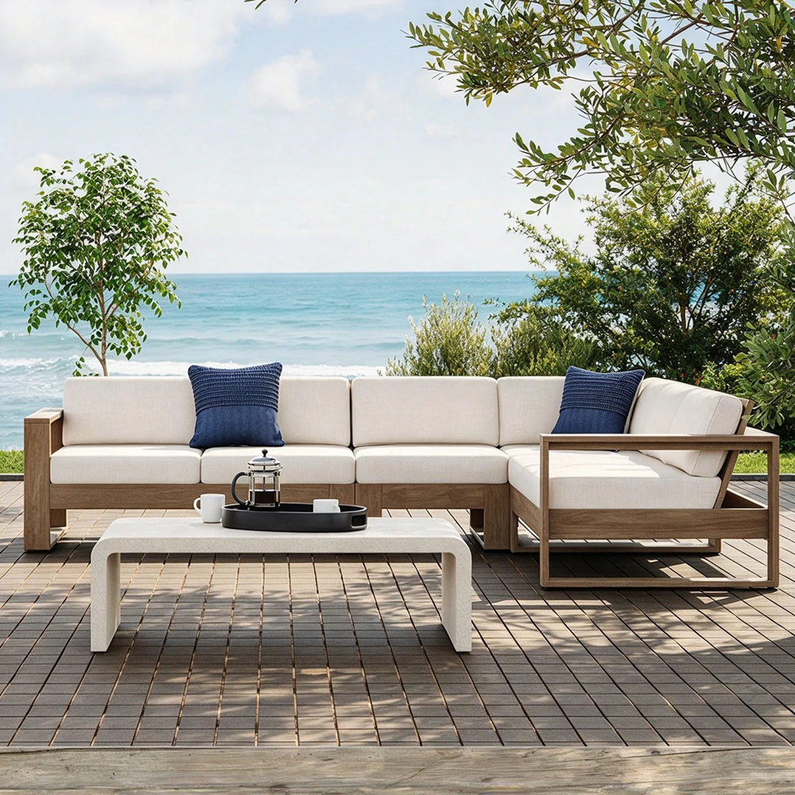 Wholesale Outdoor Corner Sofa, 1-MOQ, Luxury Modern Teak Wood QMY-ODSF029 - Image 4