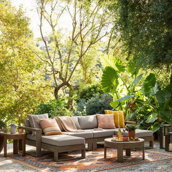 Wholesale Outdoor Corner Sofa, 1-MOQ, Luxury Modern Teak Wood QMY-ODSF029