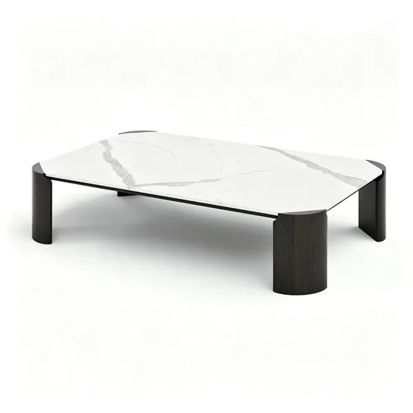 Bespoke Outdoor Coffee Table, Luxury Minimalist Black, Solid Wood Legs Center Table QMY-ODCT007