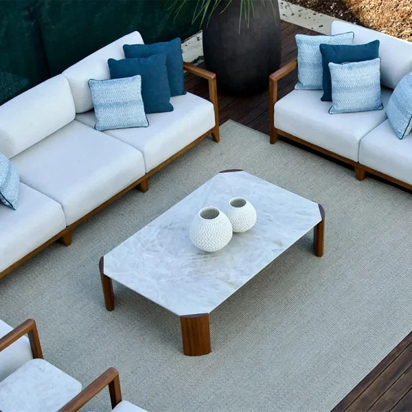 Bespoke Outdoor Coffee Table, Luxury Minimalist Black, Solid Wood Legs Center Table QMY-ODCT007