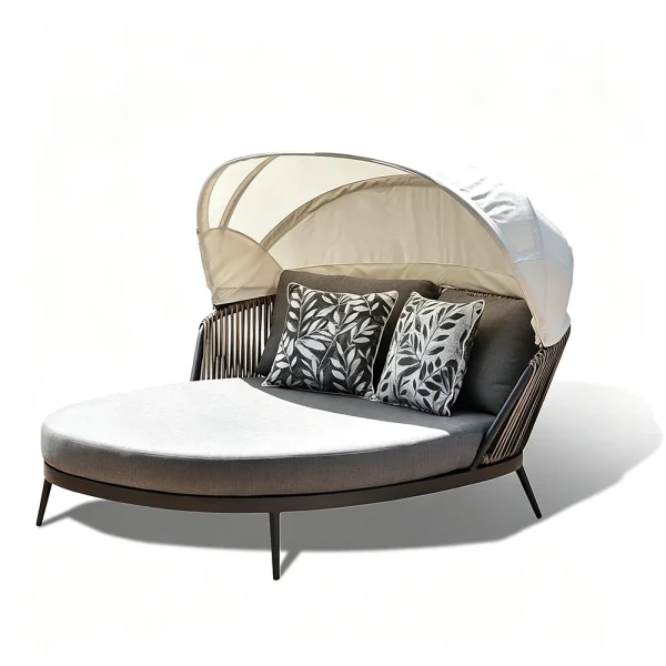 Wholesale Lounge Outdoor Furniture, Luxury Patio Furniture UV-Resistant PE Wicker Round Outdoor Sun Lounger QMY-ODSL022