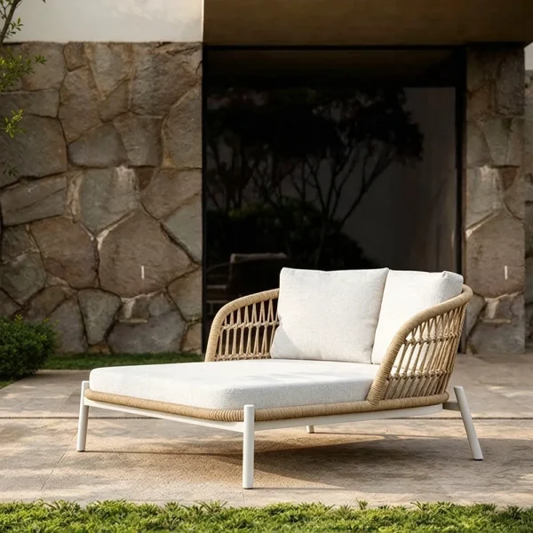 Custom Chaise Lounge Outdoor, Modern Luxury Double Aluminum Outdoor Rattan Sun Lounger QMY-ODSL030