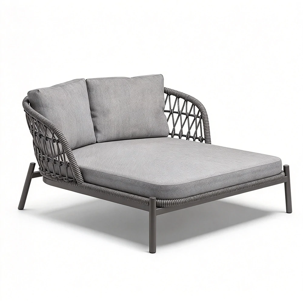 Custom Chaise Lounge Outdoor, Modern Luxury Double Aluminum Outdoor Rattan Sun Lounger QMY-ODSL030 - Image 2
