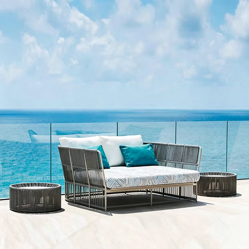 Bulk Outdoor Patio Chaise Lounge With Rattan Bracket, Modern Luxury QMY-ODSL024