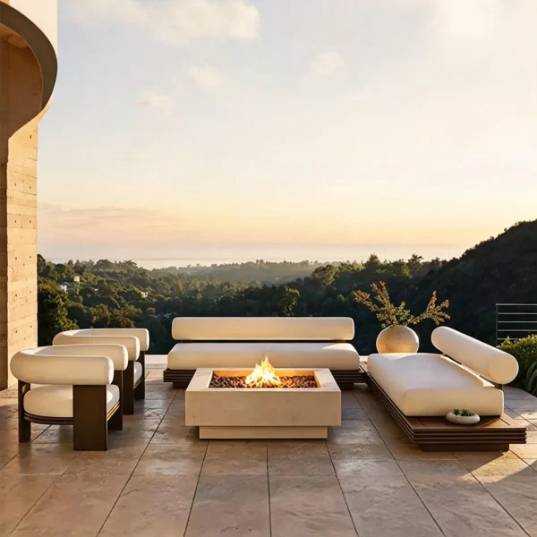 Custom Modern Luxury Hotel Outdoor Sofa, Teak Wood Frame, Manufacturer Supply QMY-ODSF026