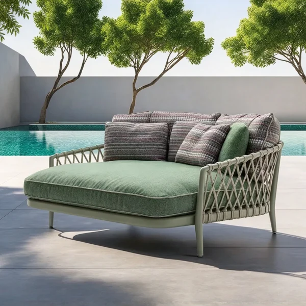 Custom Modern Outdoor Daybed, Luxury Outdoor Oversized 2-Person Chaise Lounge Sofa QMY-ODSL028
