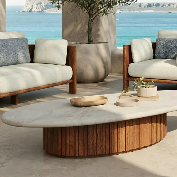 Custom Modern Oval Coffee Table For Luxury Patio QMY-ODCT006