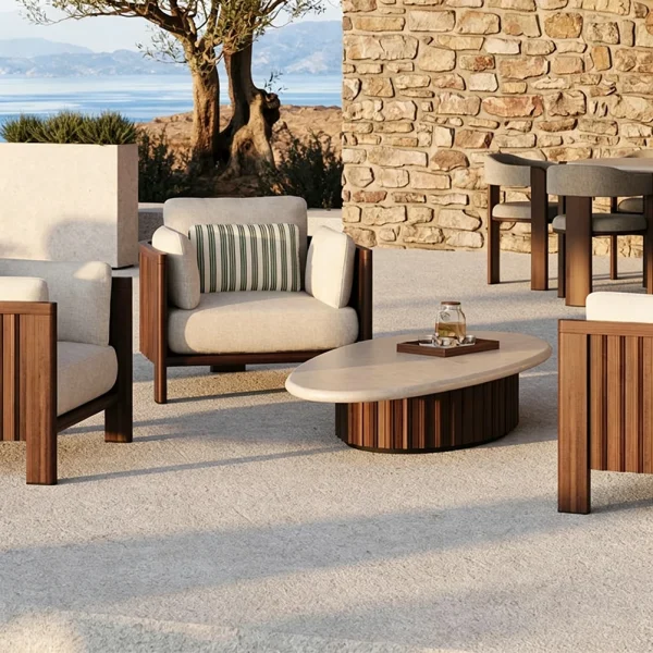 Custom Modern Oval Coffee Table For Luxury Patio QMY-ODCT006
