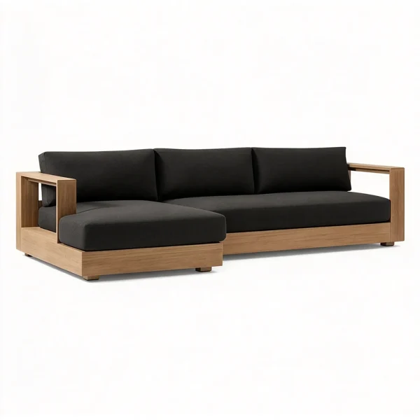 Wholesale Patio Sectional Sofa | MOQ:1; Modern Luxury Solid Wood Teak Sofa QMY-ODSF027