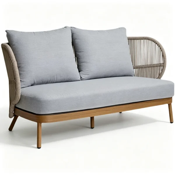 Custom Outdoor Chaise Lounge For Modern Villa and  Patio, Outdoor Teak Rattan Woven Sofa QMY-ODLC009