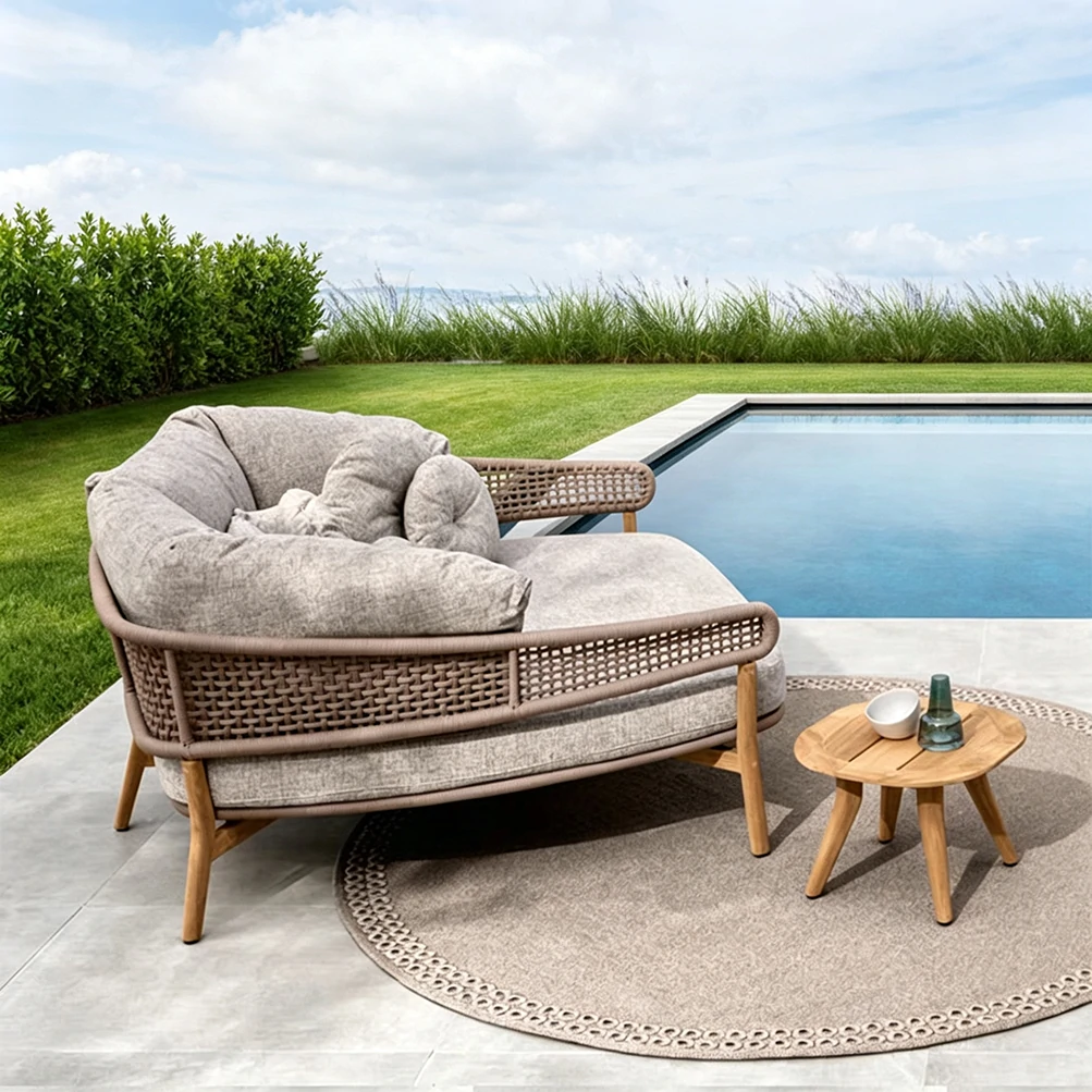 Wholesale Outdoor Sun Lounger Wooden Frame QMY-ODSL023 - Image 3