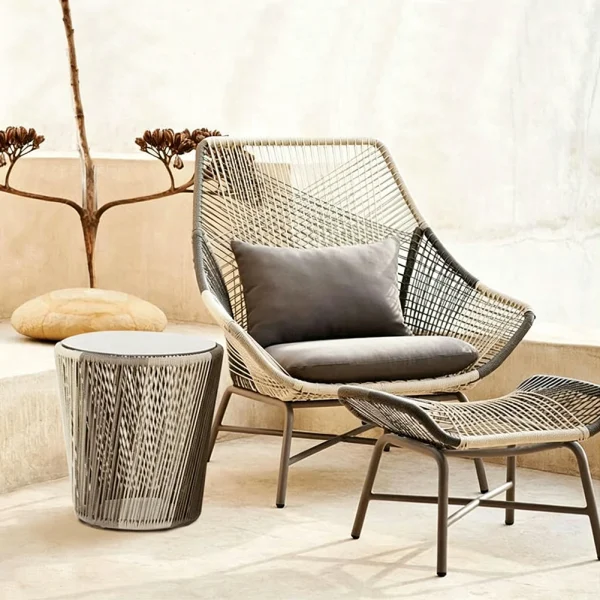 Custom Leisure Armchair, Modern Outdoor Aluminum Frame Leisure Rattan Chair QMY-ODLC007