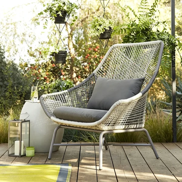 Custom Leisure Armchair, Modern Outdoor Aluminum Frame Leisure Rattan Chair QMY-ODLC007