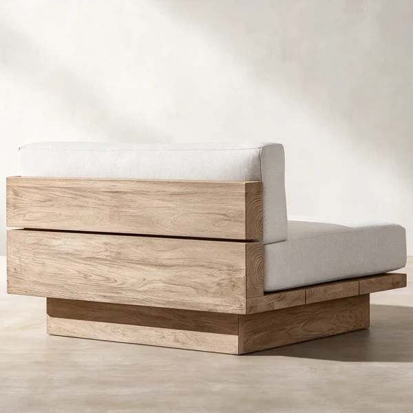 Modern Outdoor Waterproof Teak L-Shape Sofa QMY-ODSF030