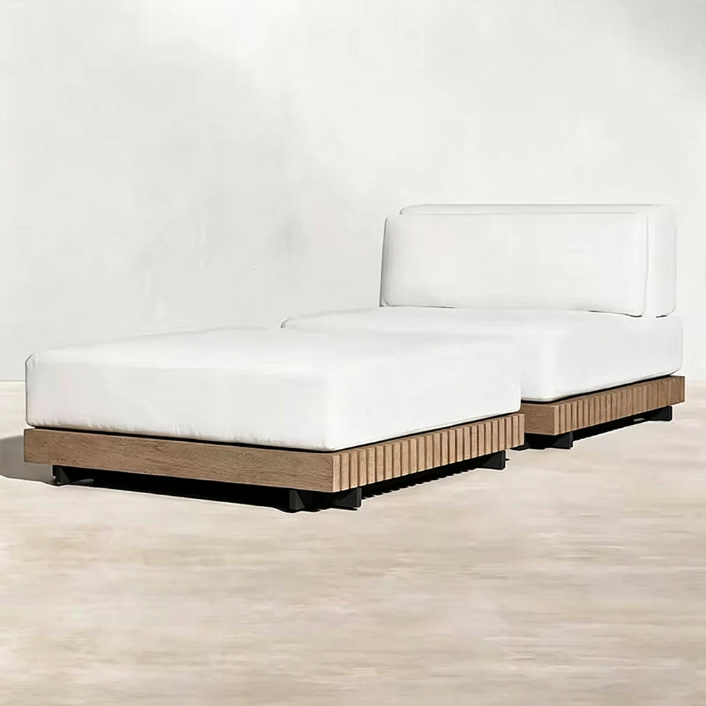 Custom Outdoor Sectional Sofa With Extended Platform, Teak Wood Outdoor Sofa QMY-ODSF024 - Image 4
