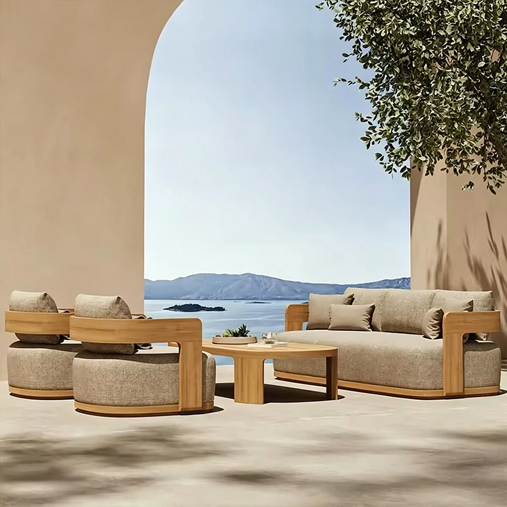 Wholesale Wooden Outdoor Sofa For Modern Patio and Villa QMY-ODSF021 - Image 4