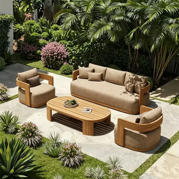 Wholesale Wooden Outdoor Sofa For Modern Patio and Villa QMY-ODSF021