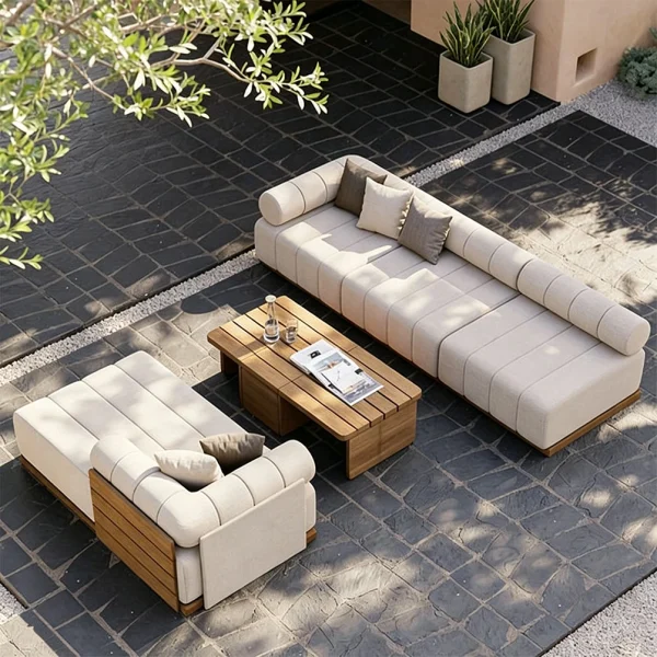 Wholesale Modern Outdoor Sofa, Teak Outdoor Sectional Sofa Set QMY-ODSF018 | MOQ:1