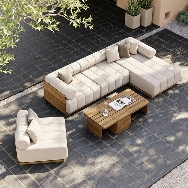 Wholesale Modern Outdoor Sofa, Teak Outdoor Sectional Sofa Set QMY-ODSF018 | MOQ:1