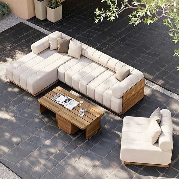 Wholesale Modern Outdoor Sofa, Teak Outdoor Sectional Sofa Set QMY-ODSF018 | MOQ:1